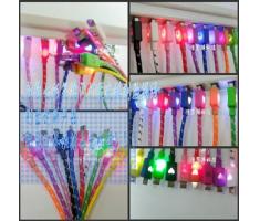 新款上市七彩笑脸闪灯发光编制数据线 三星智能手机通用 敬请抢购