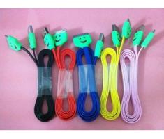 苹果4S iphone4发光笑脸数据线 面条ipad2\3\4 苹果四代充电